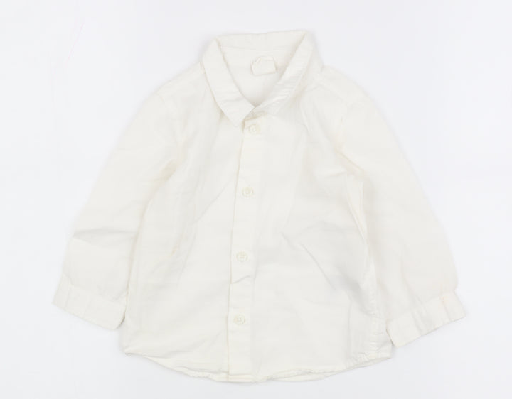 H&M Unisex White Button-Up Shirt 6-9 Months Cotton