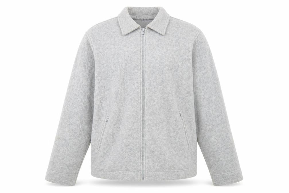 Front view of Nutshell Men's Grey Mid-Length Zip Jacket S