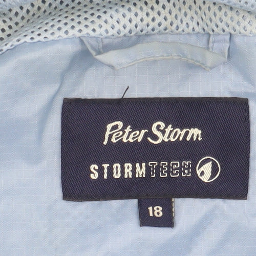 Peter Storm Women's Blue Waterproof Hooded Rain Coat Size 18