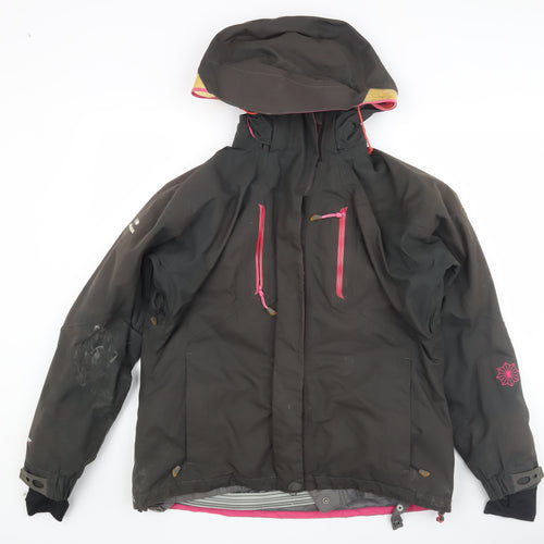 Eider Women's Black Ski Jacket Size 16 Hooded Waterproof