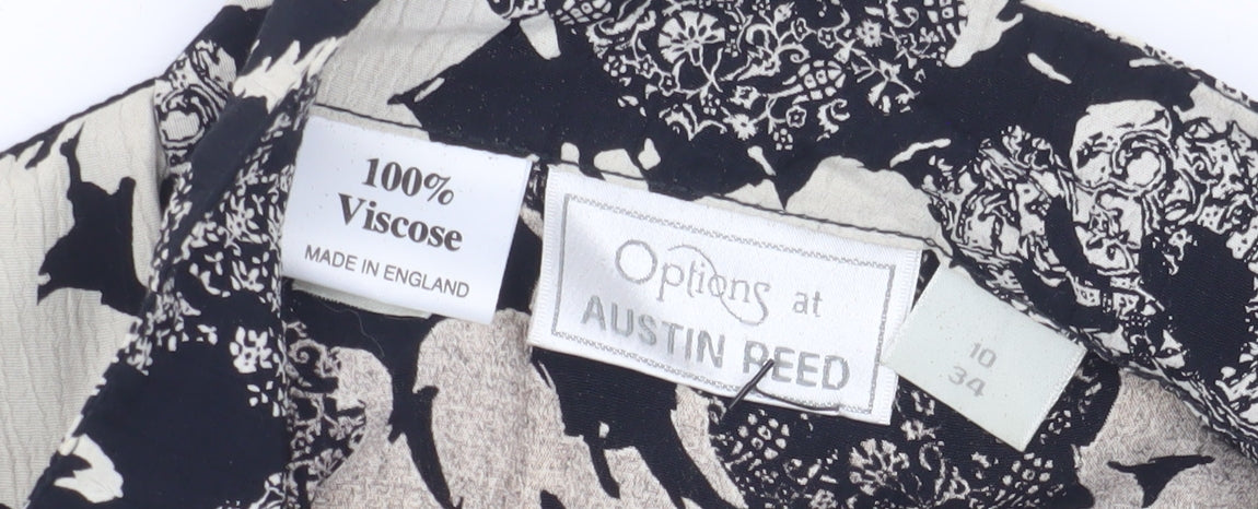 Options at Austin Reed Women's Black Floral Blouse - Size 10