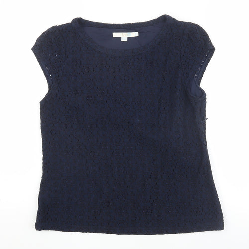 Boden Women's Blue Lace Blouse Short Sleeve, Size 10