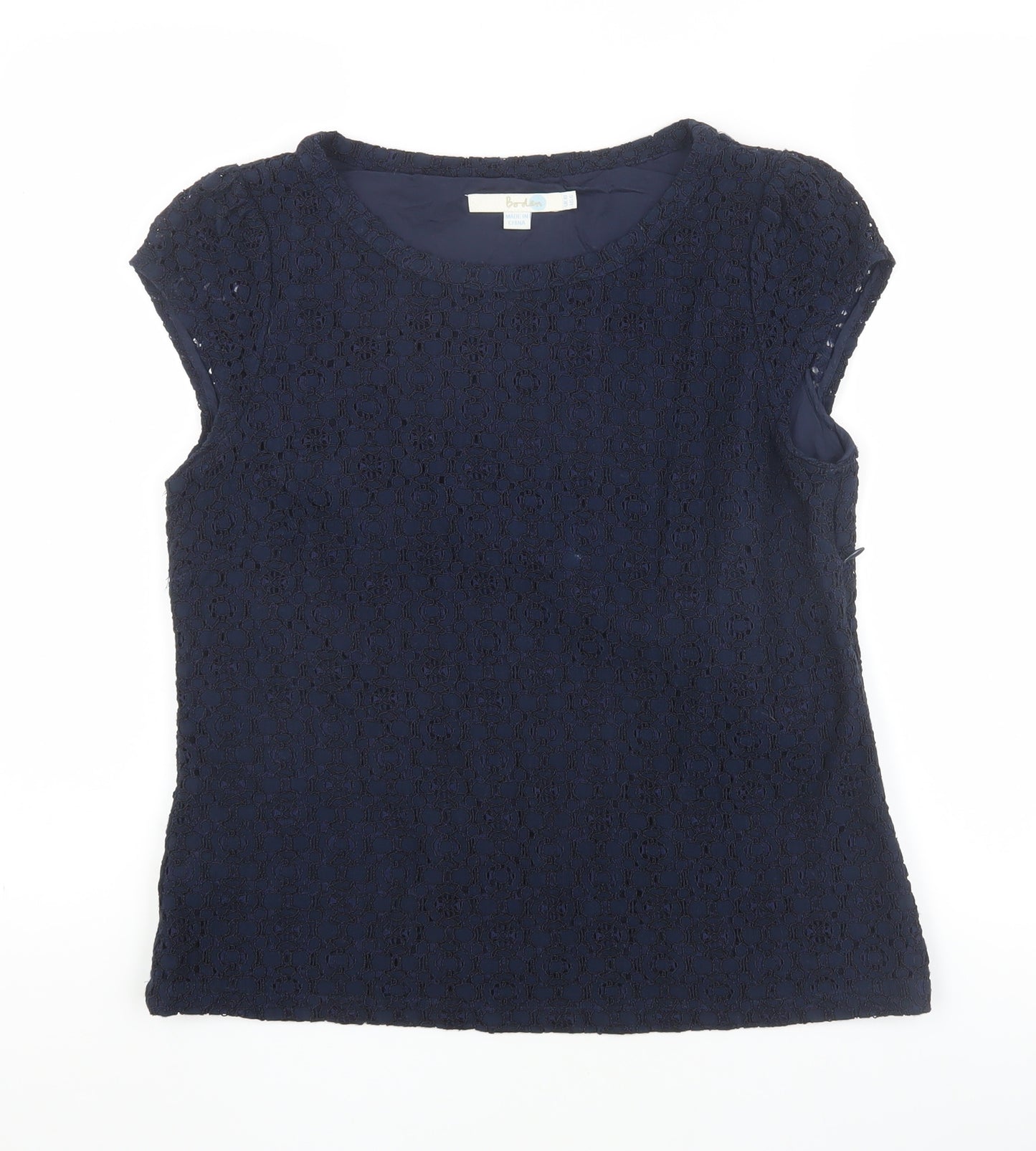 Boden Women's Blue Lace Blouse Short Sleeve, Size 10