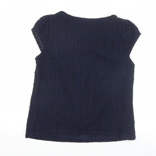 Boden Women's Blue Lace Blouse Short Sleeve, Size 10