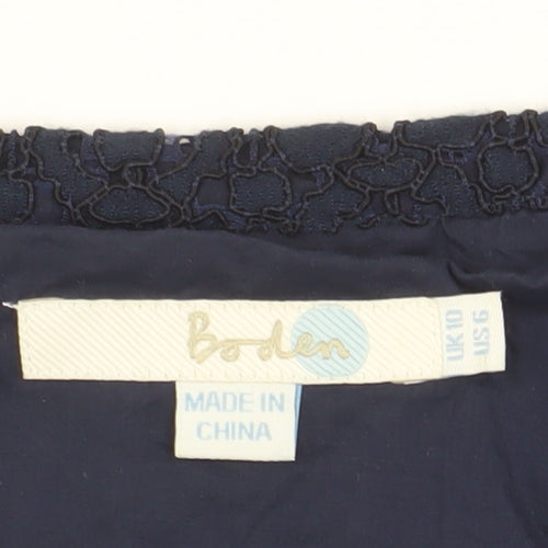 Boden Women's Blue Lace Blouse Short Sleeve, Size 10