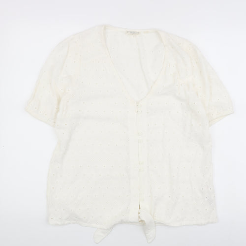 Fat Face Women's White Size 10 Embroidered Blouse