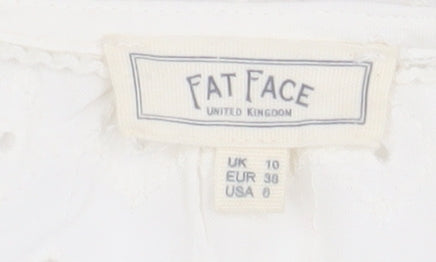 Fat Face Women's White Size 10 Embroidered Blouse
