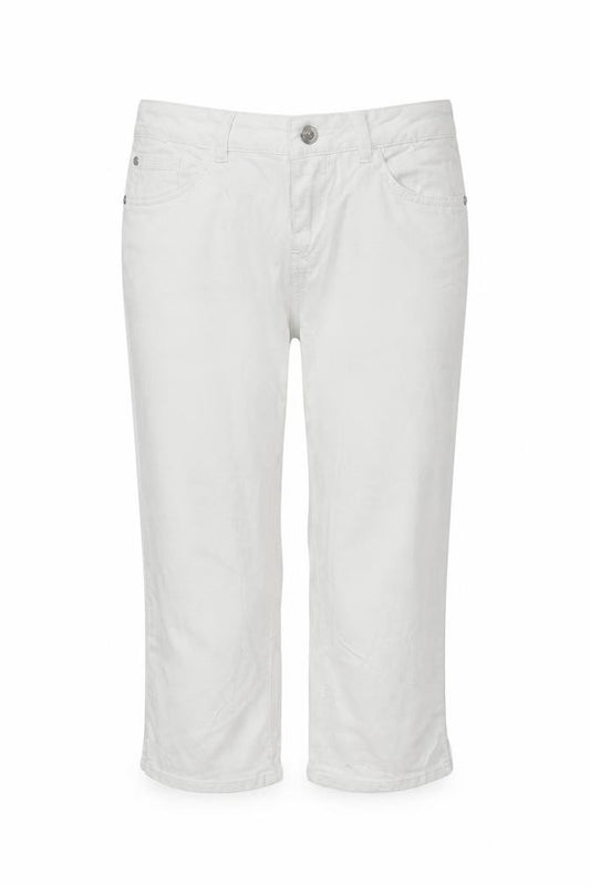 Front view of s.Oliver Women Capri White Jeans, size 8, Regular Fit