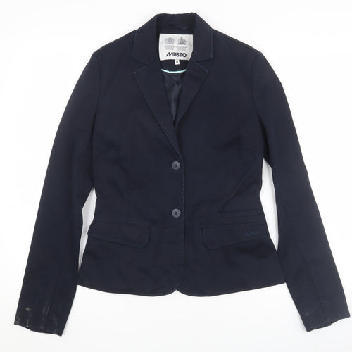 Musto Women's Blue Blazer Size 8 Lined Cotton