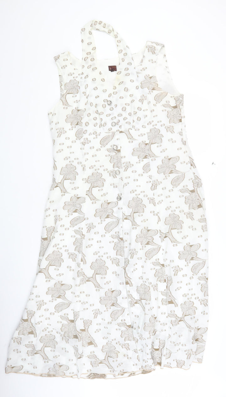 Tiber Women's Ivory Floral Shift Dress Size 16