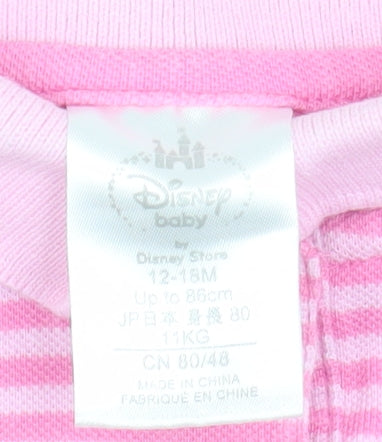 Disney Baby Girls Pink Striped Shirt Dress 12-18 Months