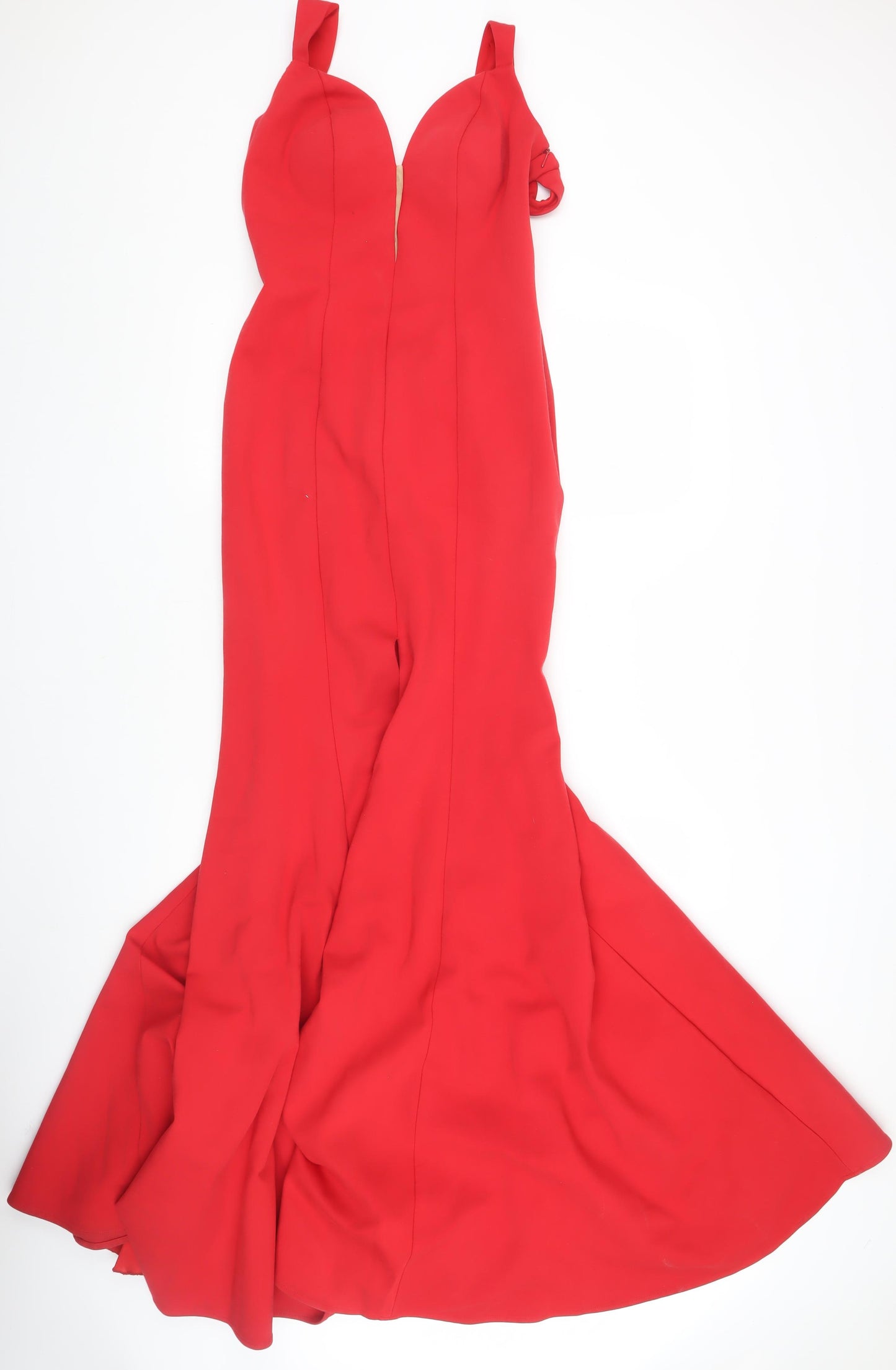 Sherri Hill Red Women's Halter Fit & Flare Dress L