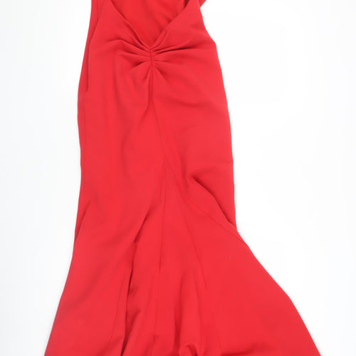 Sherri Hill Red Women's Halter Fit & Flare Dress L