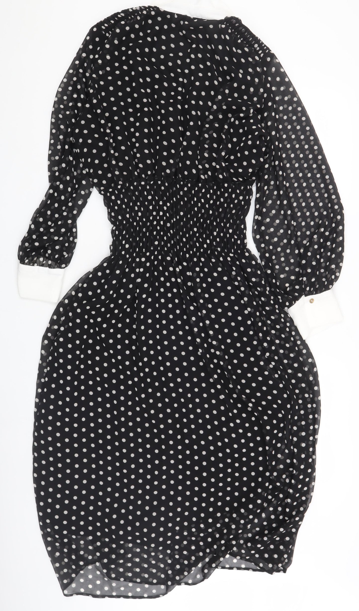 Zara Women Black Polka Dot Sheath Dress L
