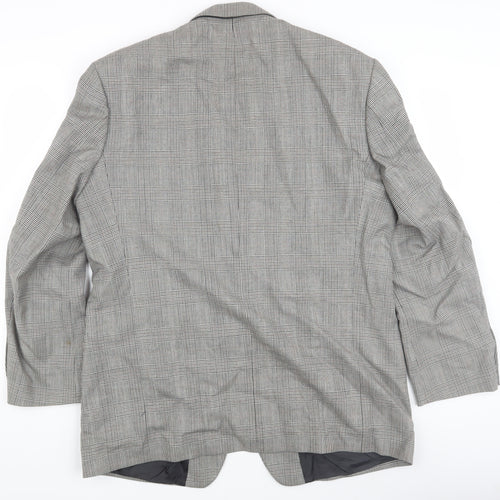 HR Tailoring Men's Grey Checked Blazer, Size 44R