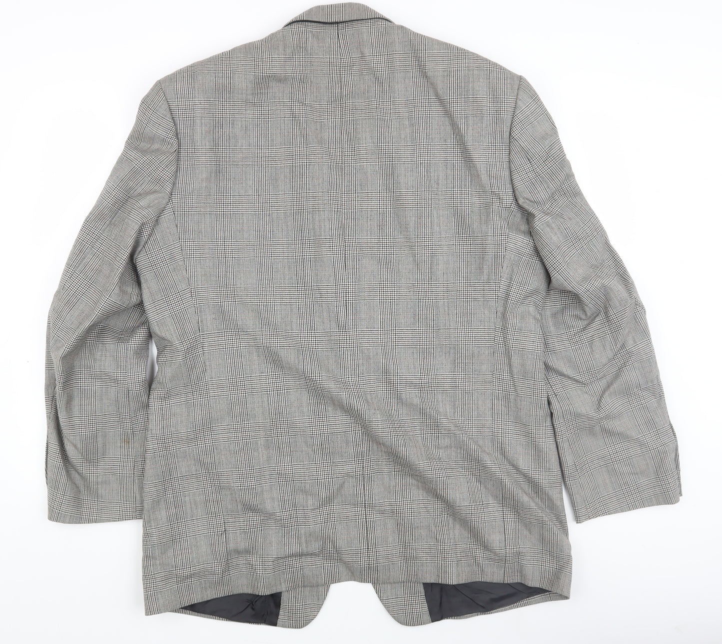 HR Tailoring Men's Grey Checked Blazer, Size 44R