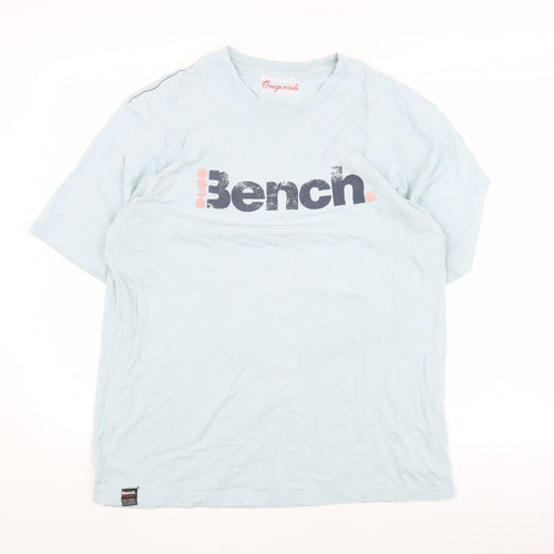 Bench Mens Blue XL Crew Neck T-Shirt, Logo Accent
