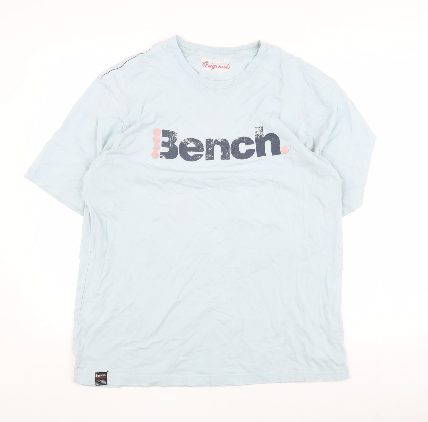 Bench Mens Blue XL Crew Neck T-Shirt, Logo Accent