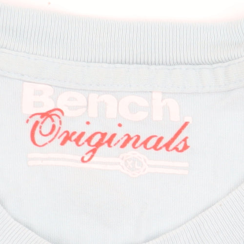 Bench Mens Blue XL Crew Neck T-Shirt, Logo Accent