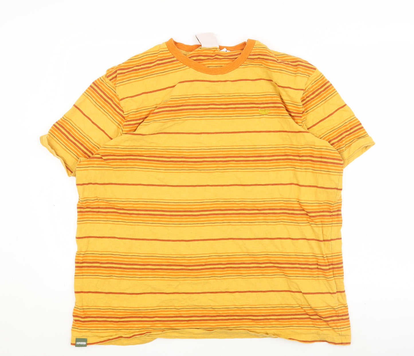 Superdry Men's Yellow Striped T-Shirt XL