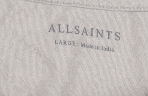 AllSaints Men's Beige Cotton T-Shirt, Size L, Crew Neck