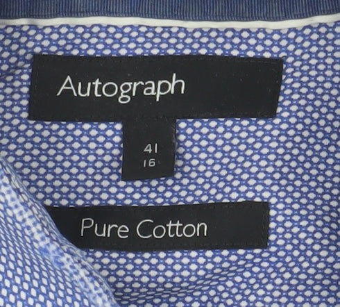 Autograph Men's Blue Dress Shirt, Size 16, Long Sleeve, Cotton