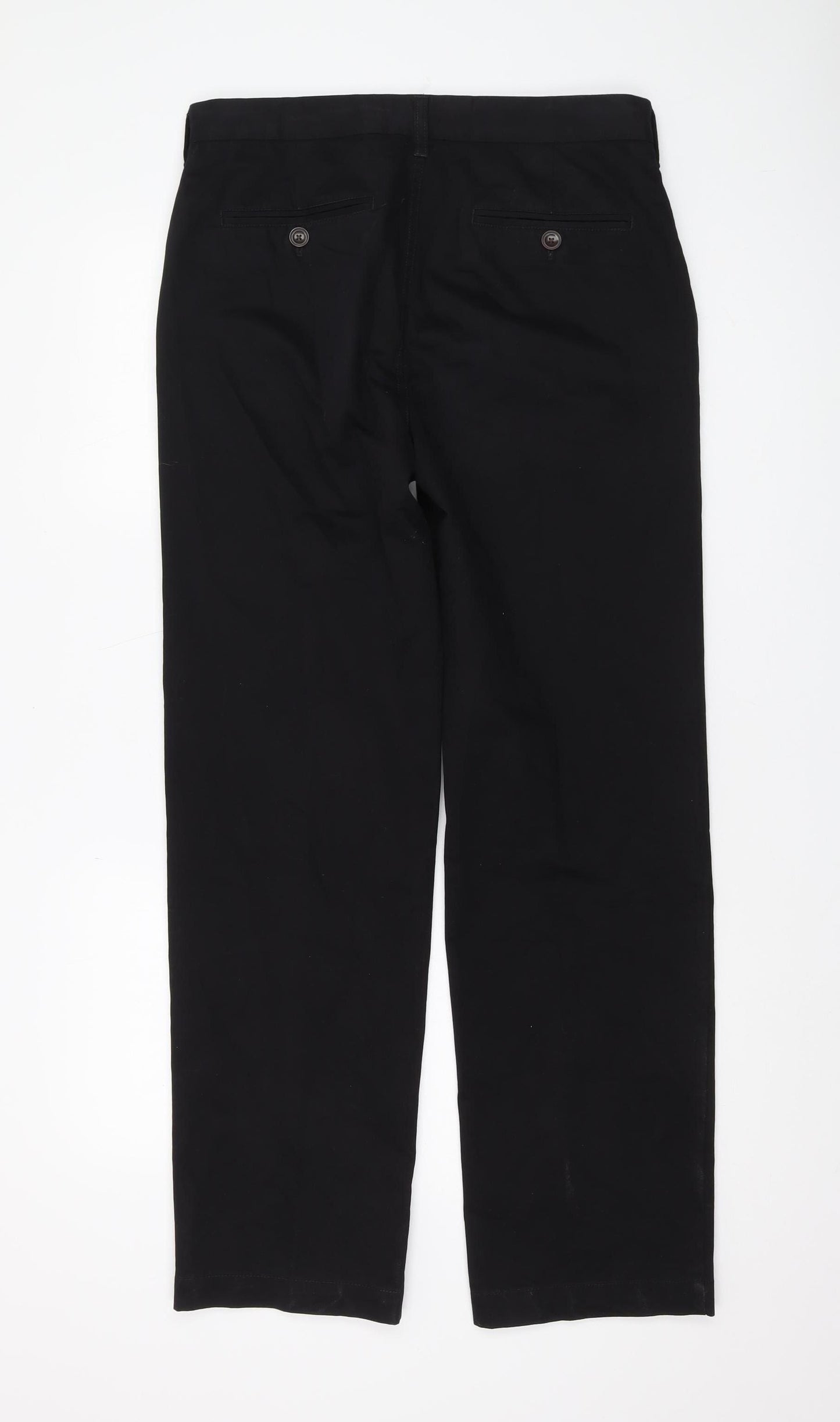 John Lewis Men's Black Cotton Chino Trousers, Size 32R