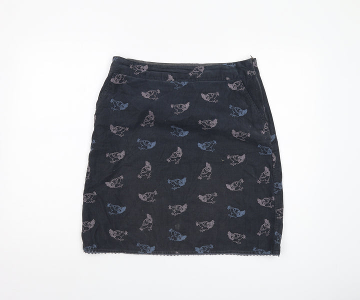 White Stuff Women's Black Animal Print Pencil Skirt 10
