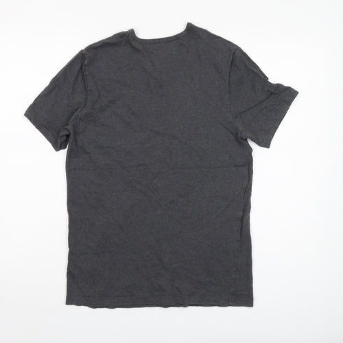 Hugo Boss Men's Grey Cotton V-Neck T-Shirt, Size S