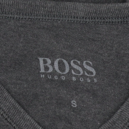 Hugo Boss Men's Grey Cotton V-Neck T-Shirt, Size S