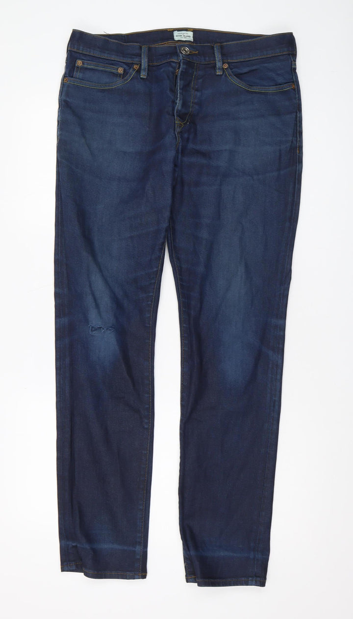 River Island Men's Blue Straight Leg Jeans L