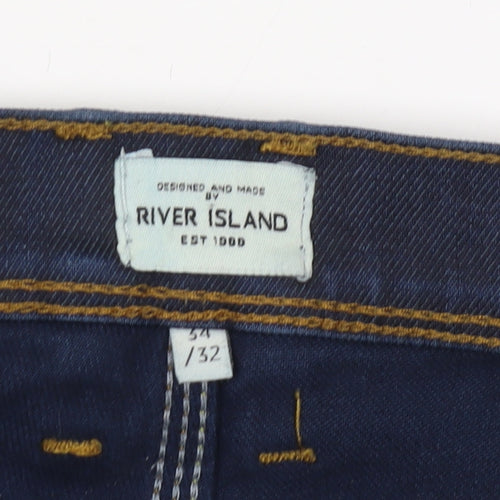 River Island Men's Blue Straight Leg Jeans L