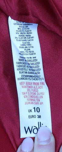 Wallis Women's Red Mid-Length Pea Coat, Size 10, Button Accents