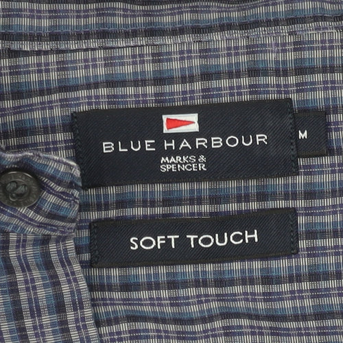 Marks and Spencer Blue Check Shirt, M, Men, Casual