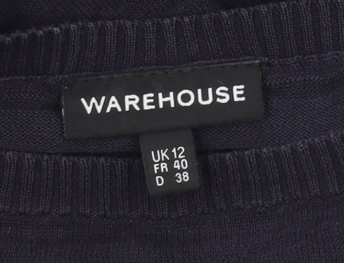 Warehouse Women's Black Cotton Pullover Jumper Size 12
