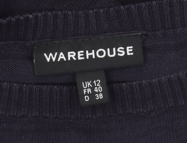 Warehouse Women's Black Cotton Pullover Jumper Size 12