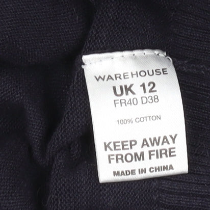 Warehouse Women's Black Cotton Pullover Jumper Size 12