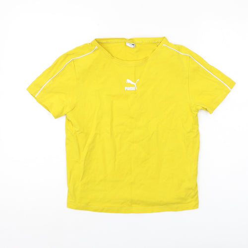 Puma Yellow Unisex T-Shirt M, Casual Crew Neck