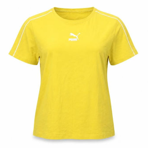 Puma Yellow Unisex T-Shirt M, Casual Crew Neck
