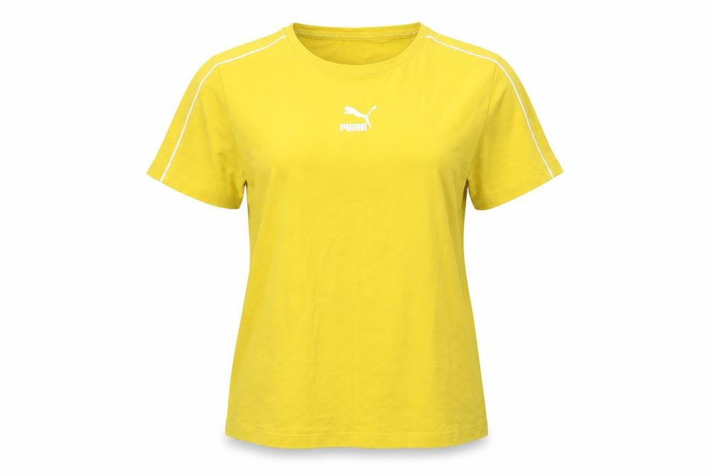 Puma Yellow Unisex T-Shirt M, Casual Crew Neck