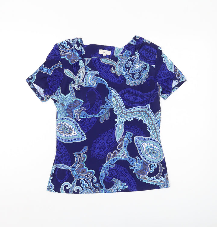CC Women's Blue Paisley T-Shirt, Size S, Casual Style