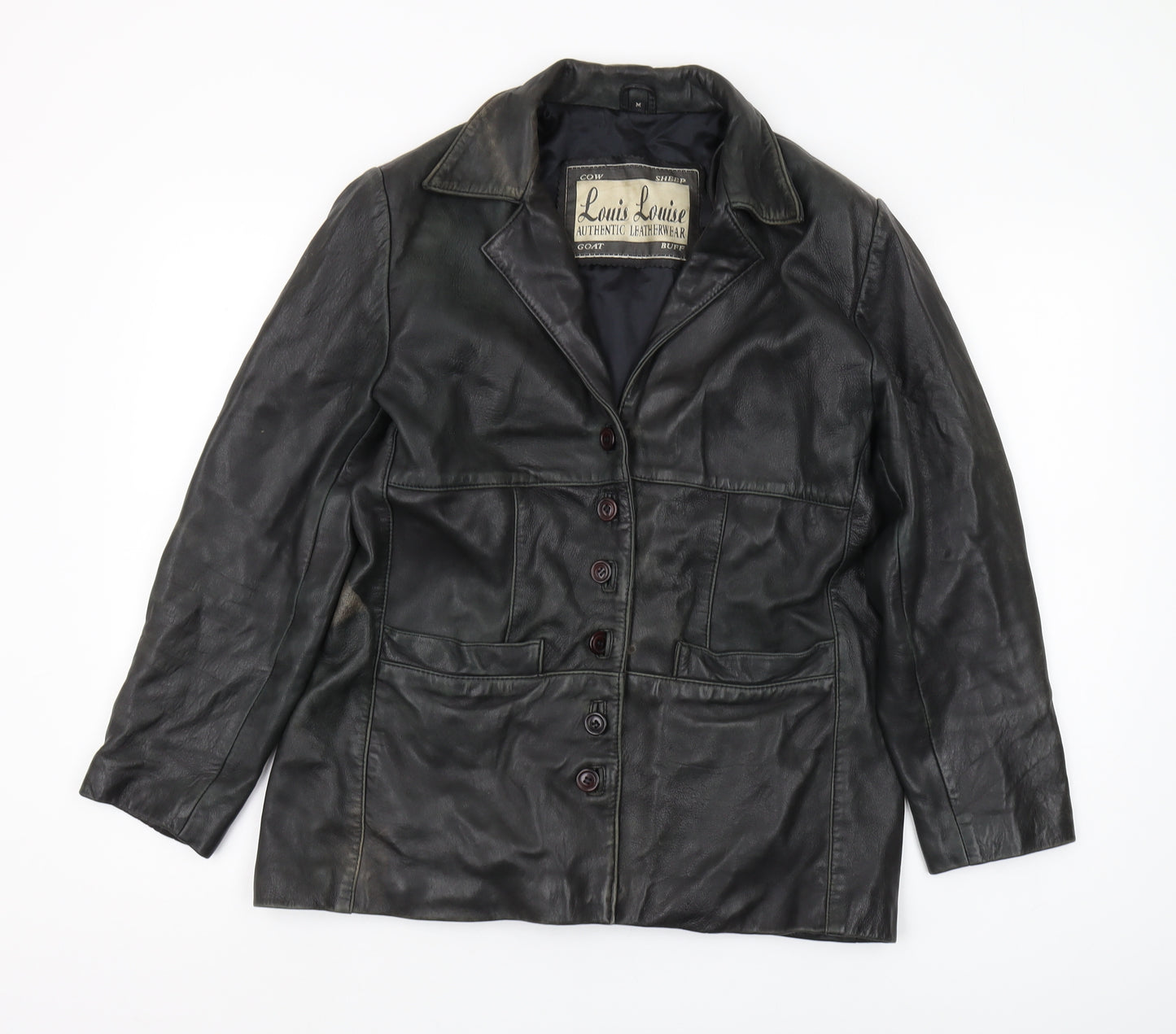 Louis Louise Women's Black Leather Overcoat M