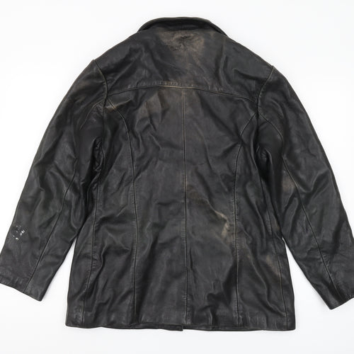 Louis Louise Women's Black Leather Overcoat M