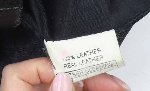 Louis Louise Women's Black Leather Overcoat M