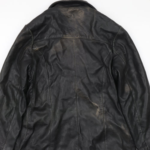 Louis Louise Women's Black Leather Overcoat M