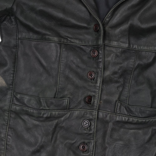 Louis Louise Women's Black Leather Overcoat M