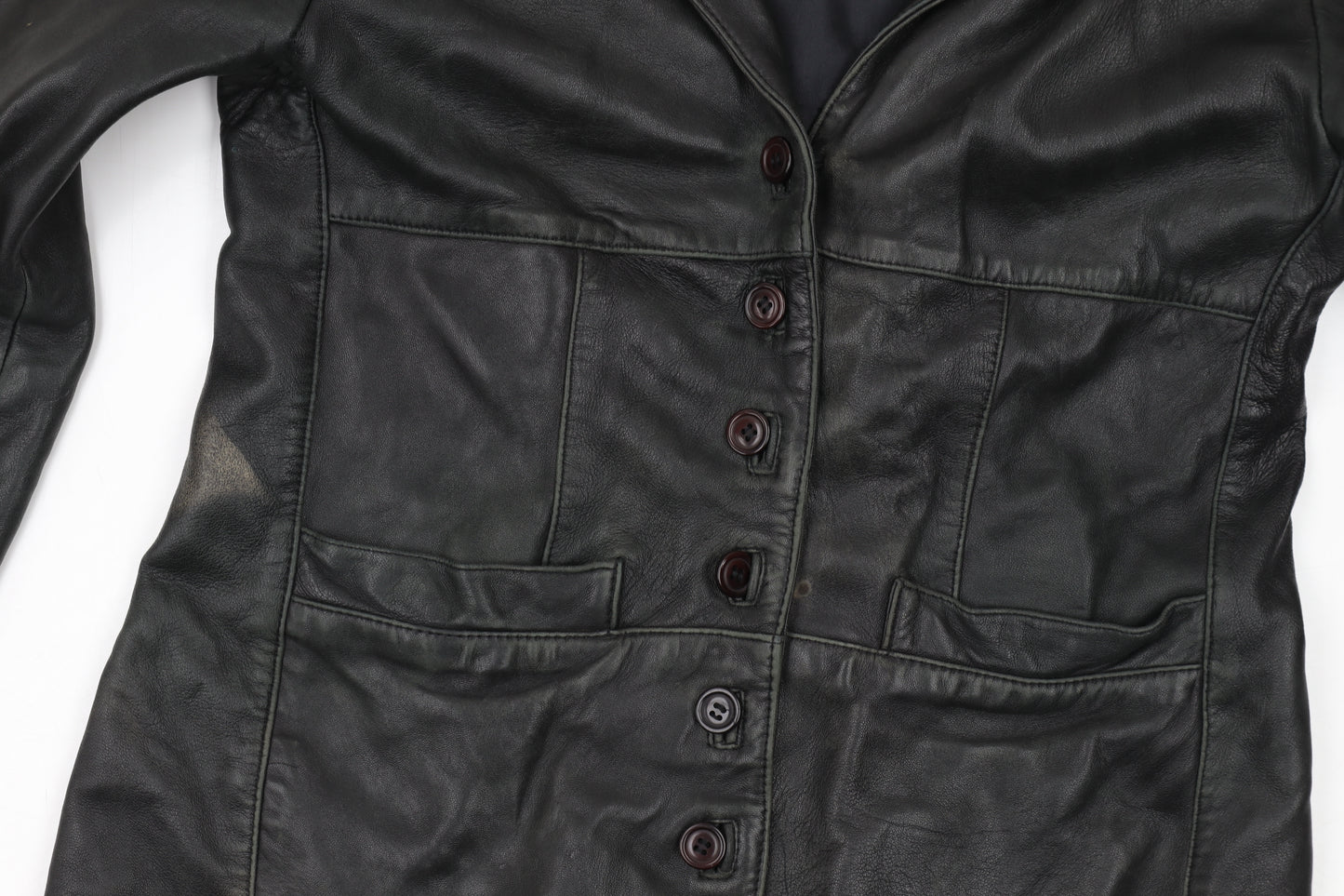 Louis Louise Women's Black Leather Overcoat M