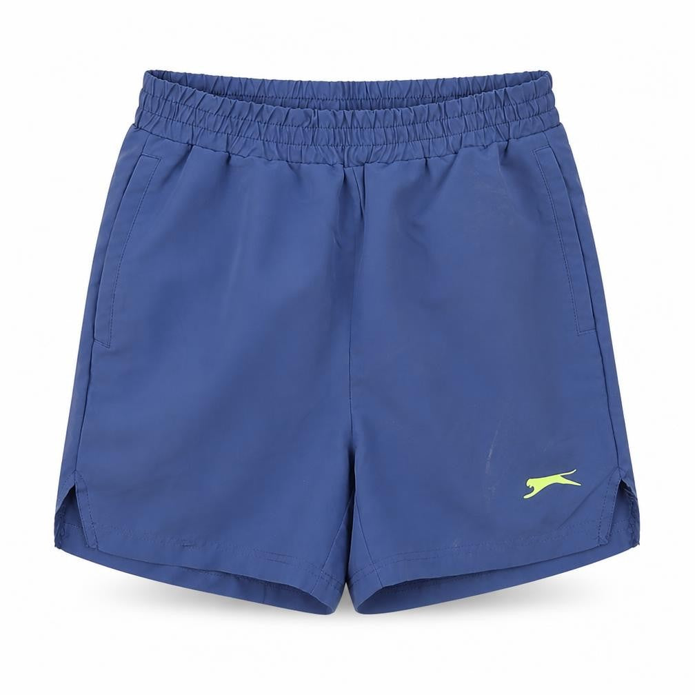 Front view of Slazenger boys’ blue athletic shorts 9-10 years