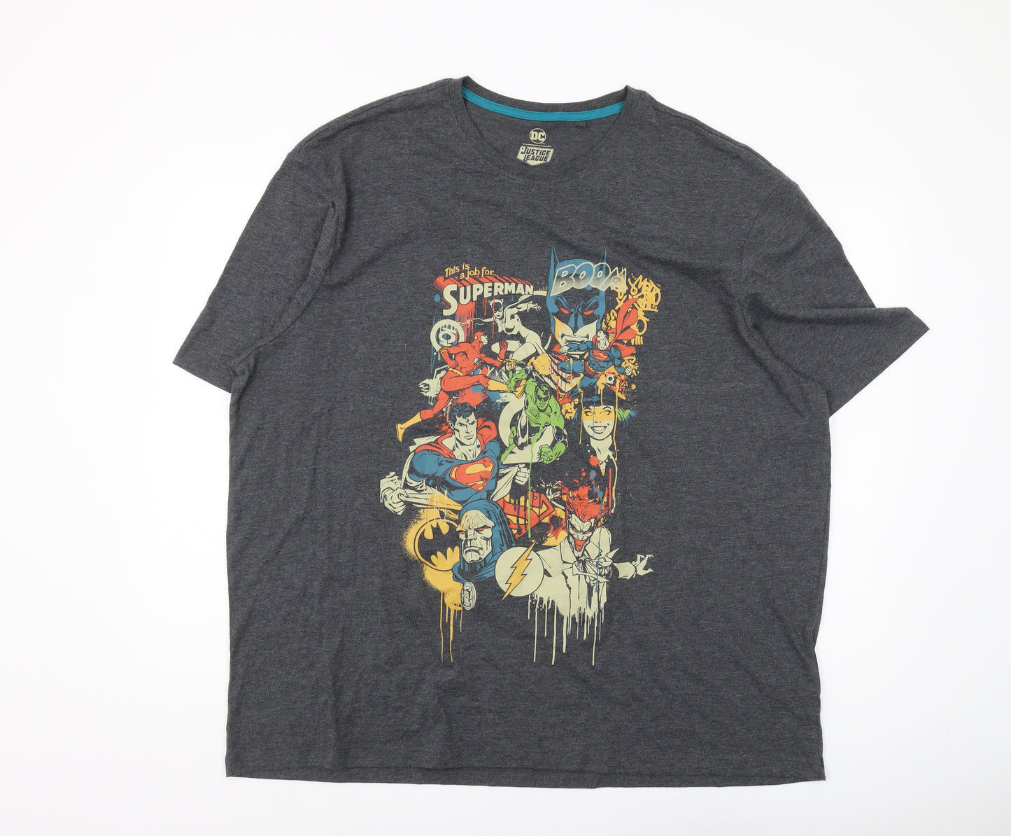 DC Justice League Grey 3XL Men's Graphic T-Shirt