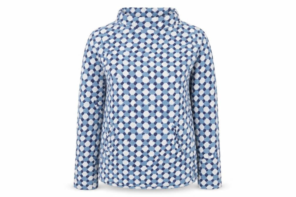 Front view of White Stuff Women's Blue Polka Dot T-Shirt UK 10